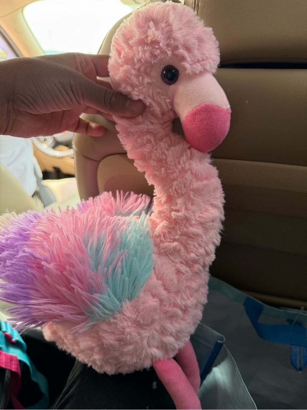 Plush Pink Flamingo Soft Toy with Pastel Feather Accents